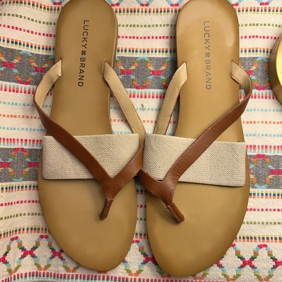 Lucky Brand Women's Tan and Cream Sandals 8.5 - Picture 2 of 8